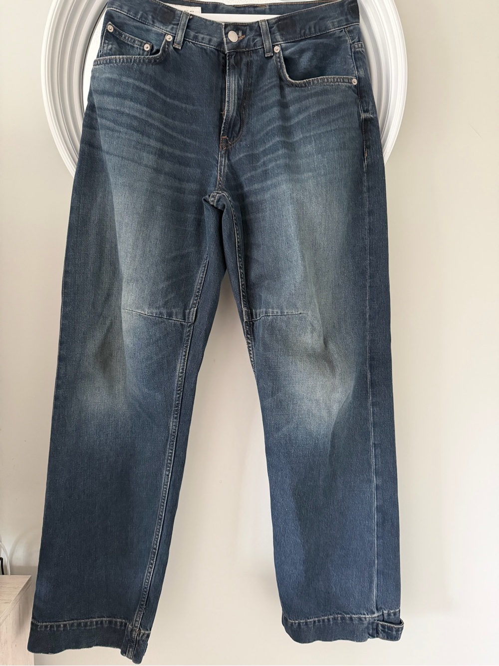 Zara Men's Washed Blue Relaxed Jeans